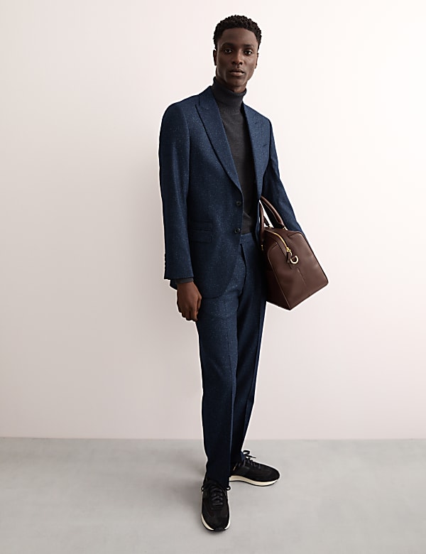 Tailored Fit Italian Wool Suit Jacket with Silk - GR