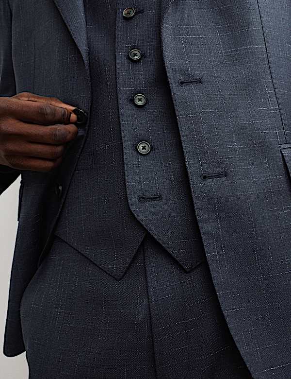 Tailored Fit Wool Rich Textured Waistcoat - CA