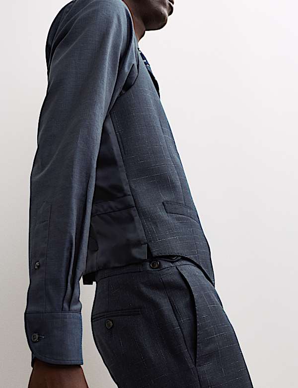 Tailored Fit Wool Rich Textured Waistcoat - CA