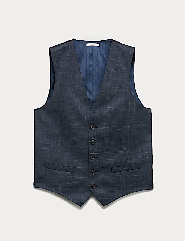 Tailored Fit Wool Rich Textured Waistcoat - CA