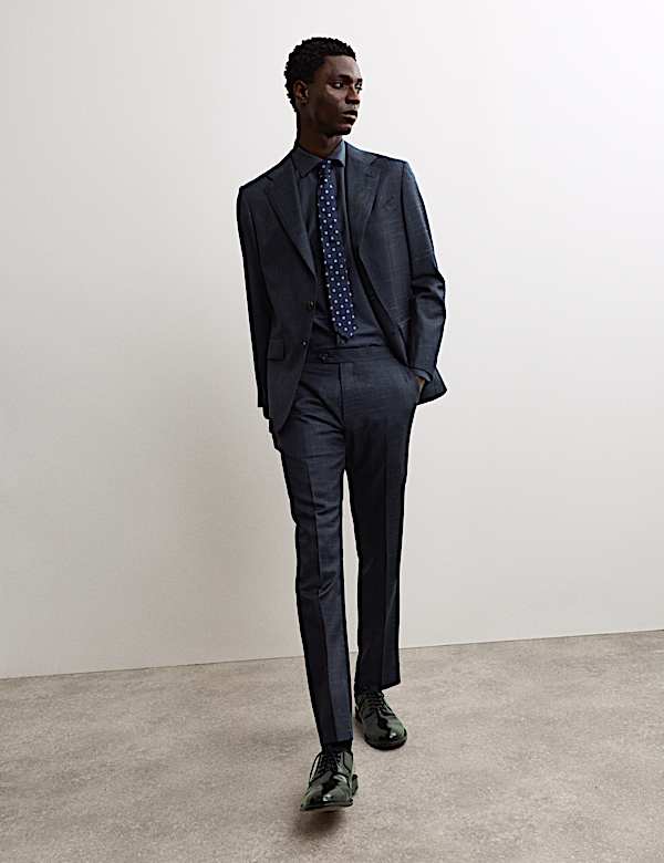 Tailored Fit Wool Rich Flat Front Trousers - FR