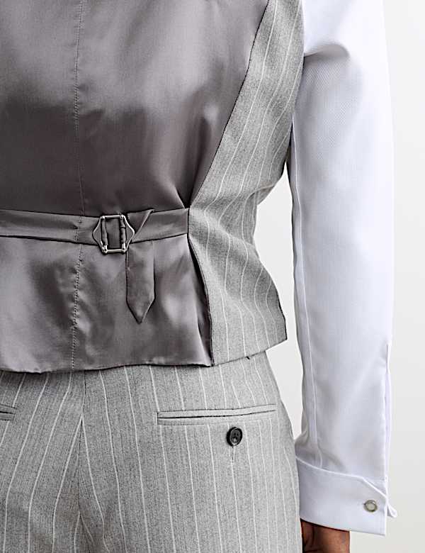 Wool Rich Chalk Stripe Double Breasted Waistcoat - CA