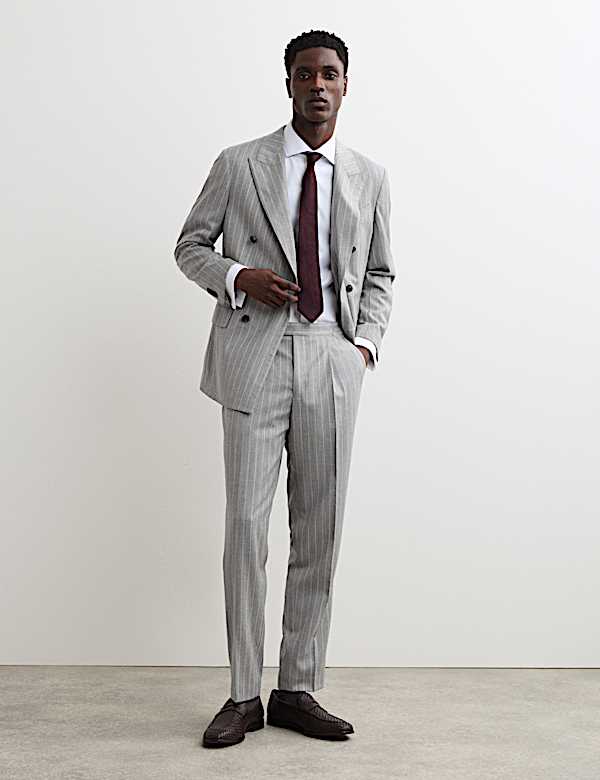 Wool Rich Chalk Stripe Suit Trousers - AU