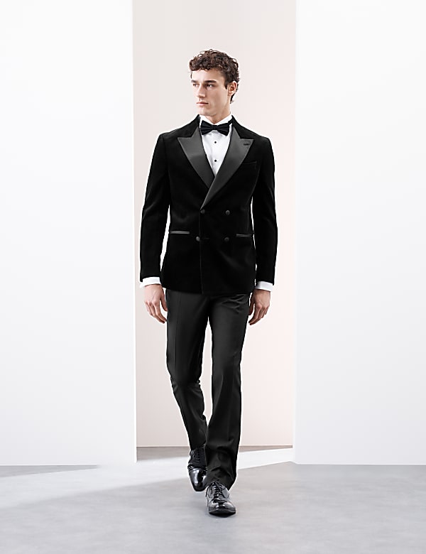 Pure Cotton Velvet Double Breasted Blazer