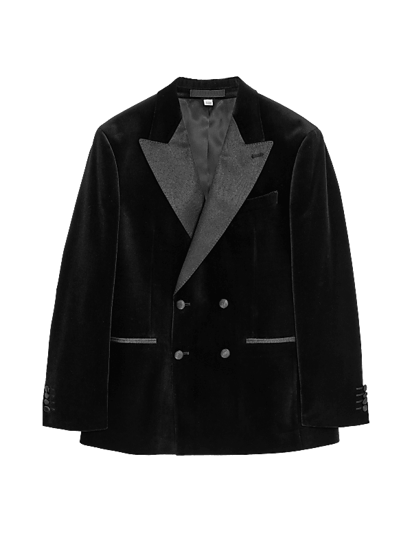 Pure Cotton Velvet Double Breasted Blazer