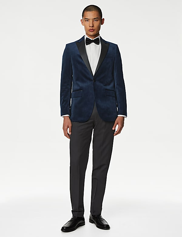 Slim Fit Velvet Peak Lapel Jacket