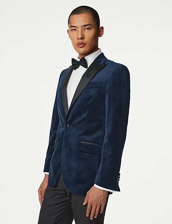 Slim Fit Velvet Peak Lapel Jacket