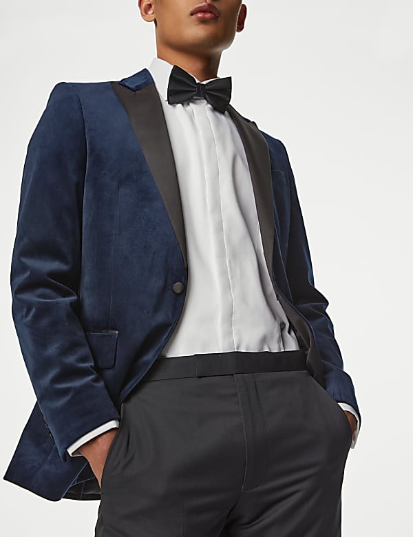 Slim Fit Velvet Peak Lapel Jacket