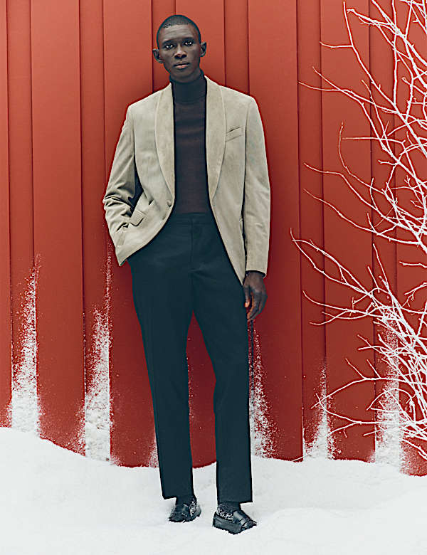 Tailored Fit Velvet Blazer - AL