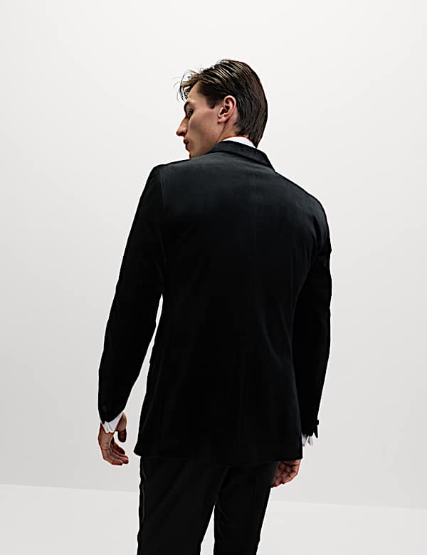 ז'קט חליפה מקטיפה בגזרה מחויטת - IL