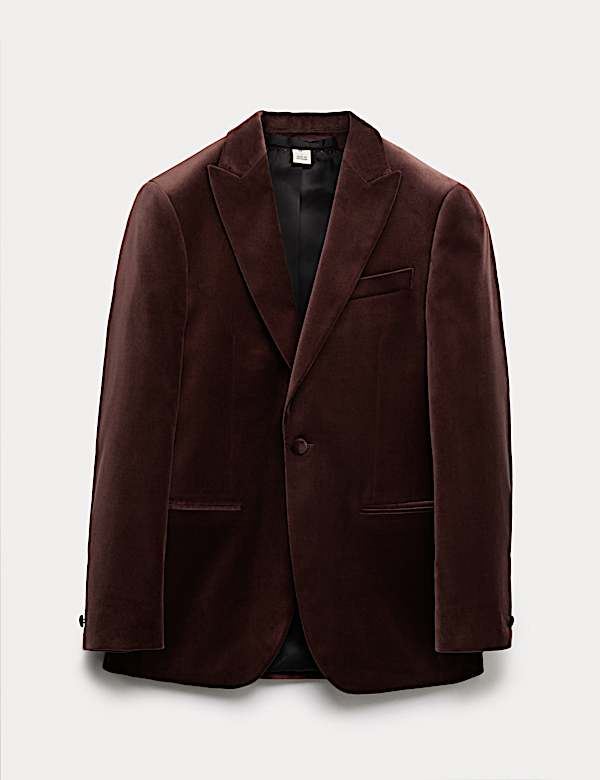 Tailored Fit Cotton Rich Velvet Blazer - DE