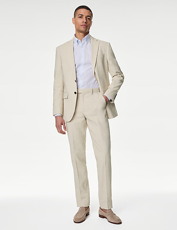 Tailored Fit Italian Performance Linen Suit Trousers