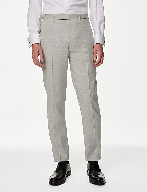 Tailored Fit Italian Linen Miracle™ Puppytooth Suit Trousers - QA