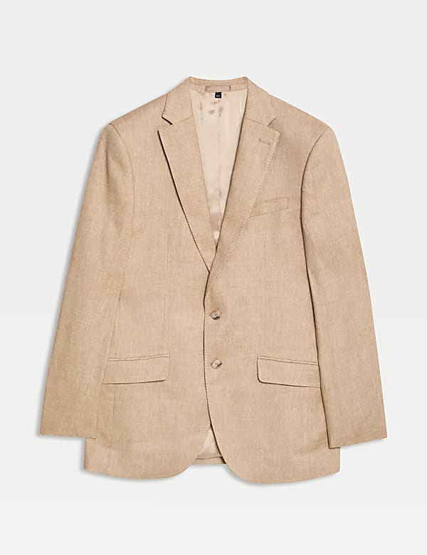 Tailored Fit Italian Linen Blend Suit Jacket SAND Suit Jacket M S ES