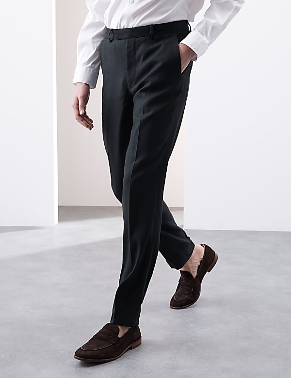 Talored Fit Italian Linen Miracle™ Trousers NAVY Suit Trousers M&S JO