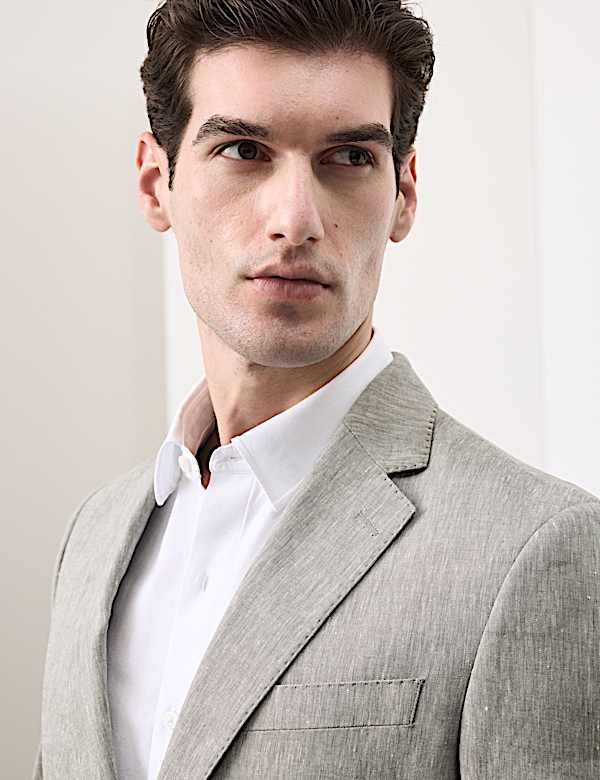 Tailored Fit Italian Performance Linen Blend Suit Jacket - CA