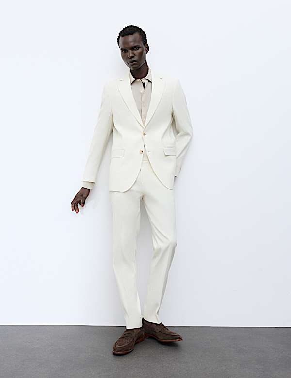 Veste tailleur coupe ajust&eacute;e en lin m&eacute;lang&eacute; italien Performance - FR