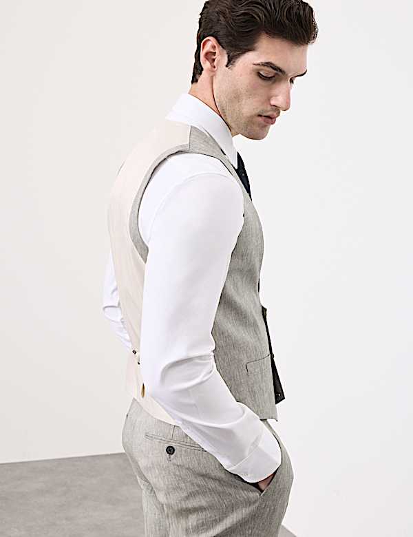 Italian Performance Linen Blend Double Breasted Waistcoat - US