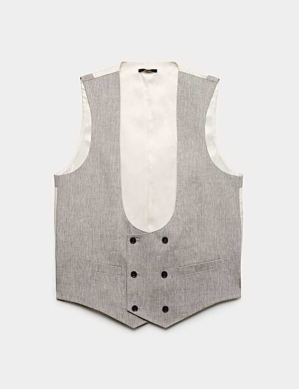 Italian Performance Linen Blend Double Breasted Waistcoat - US