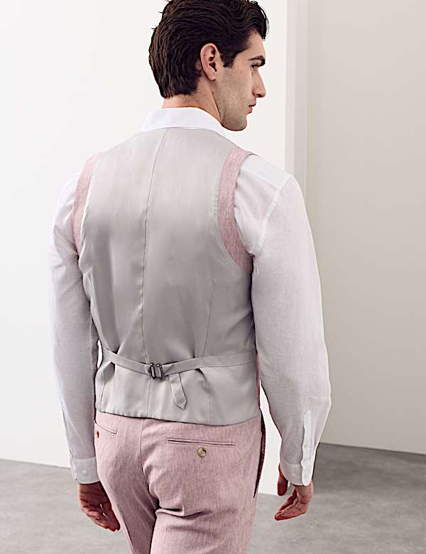 Italian Performance Linen Blend Double Breasted Waistcoat - FI