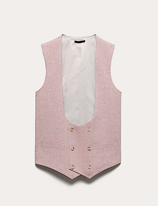 Italian Performance Linen Blend Double Breasted Waistcoat - FI