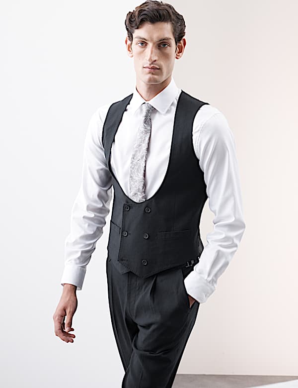 Italian Performance Linen Blend Double Breasted Waistcoat - VN