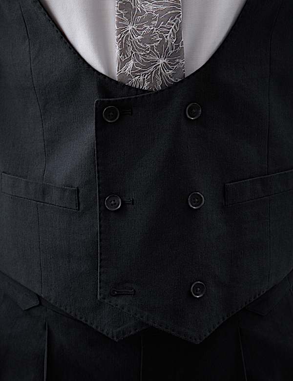 Italian Performance Linen Blend Double Breasted Waistcoat - JE