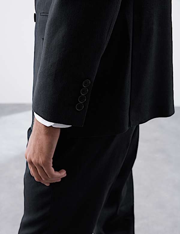 Tailored Fit Italian Performance Linen Blend Double Breasted Suit Jacket - JP