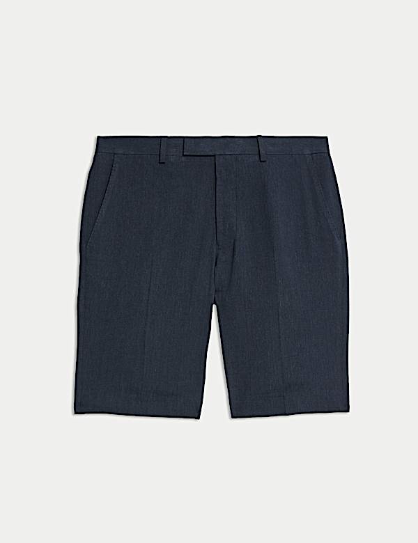 Short de costume coupe ajust&eacute;e en lin m&eacute;lang&eacute; de performance italien - FR