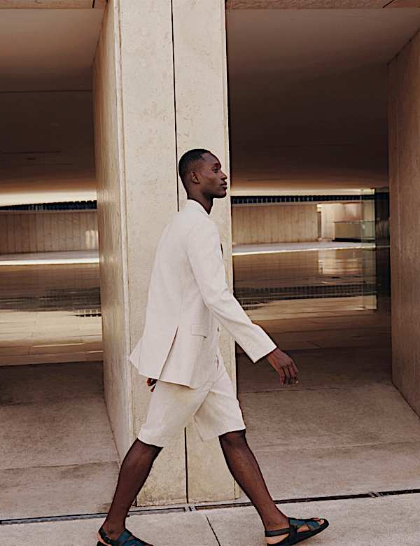 Tailored Fit Italian Performance Linen Blend Suit Shorts - VN