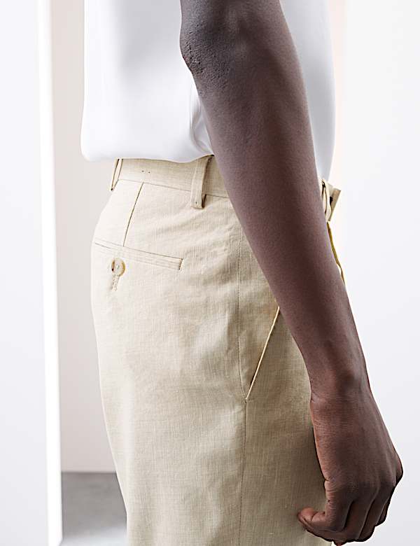 Tailored Fit Italian Performance Linen Blend Suit Shorts - SI