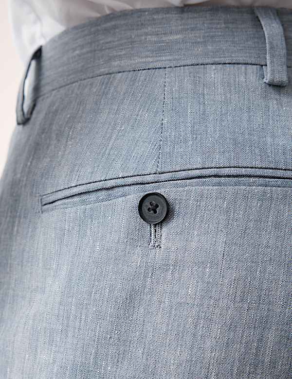 Tailored Fit Italian Performance Linen Blend Suit Trousers - JO