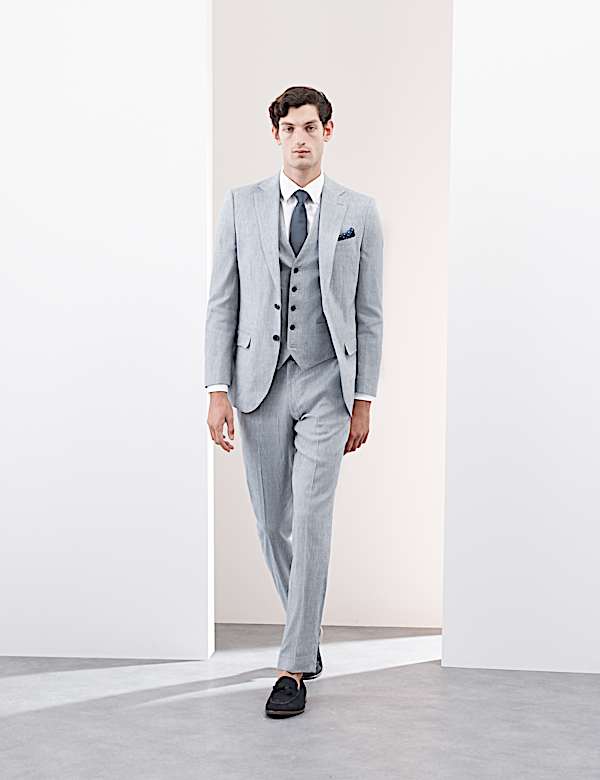 Tailored Fit Italian Performance Linen Blend Suit Trousers - JO