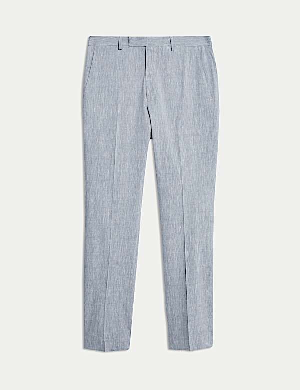 Tailored Fit Italian Performance Linen Blend Suit Trousers - JO