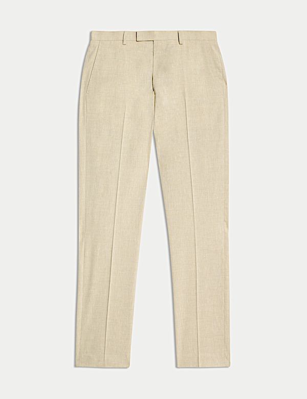 Tailored Fit Italian Performance Linen Blend Suit Trousers - CY