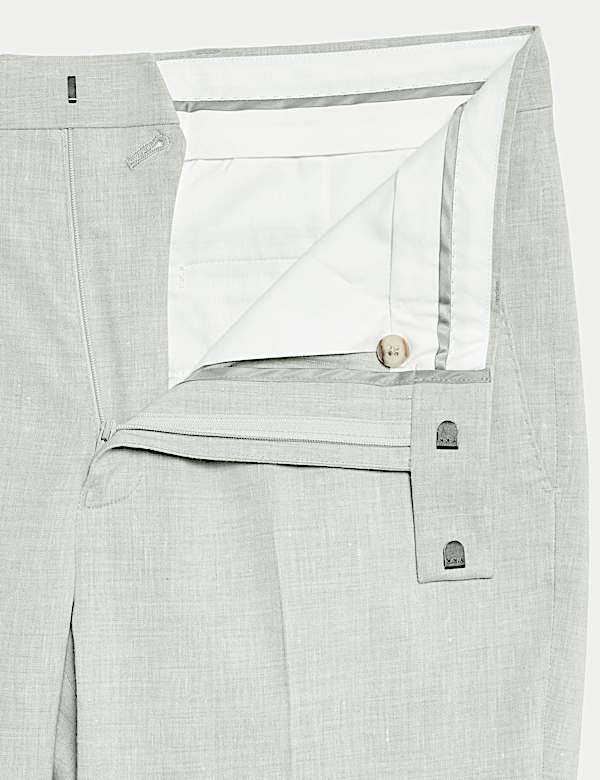 Tailored Fit Italian Performance Linen Blend Suit Trousers - EE
