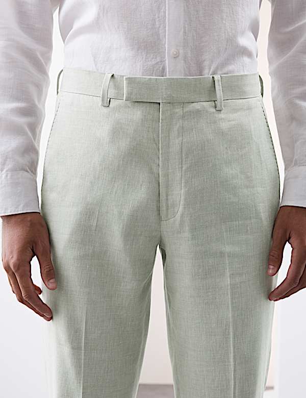 Tailored Fit Italian Performance Linen Blend Suit Trousers - EE