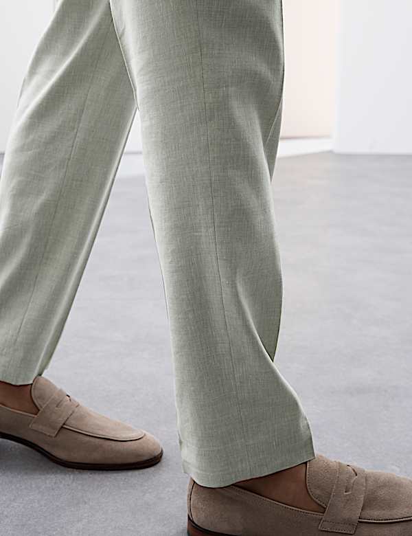 Tailored Fit Italian Performance Linen Blend Suit Trousers - EE