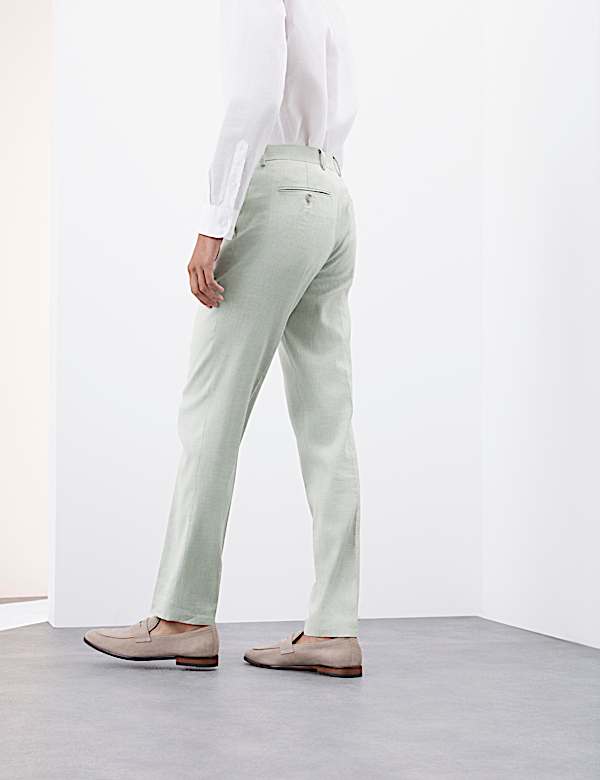 Tailored Fit Italian Performance Linen Blend Suit Trousers - EE