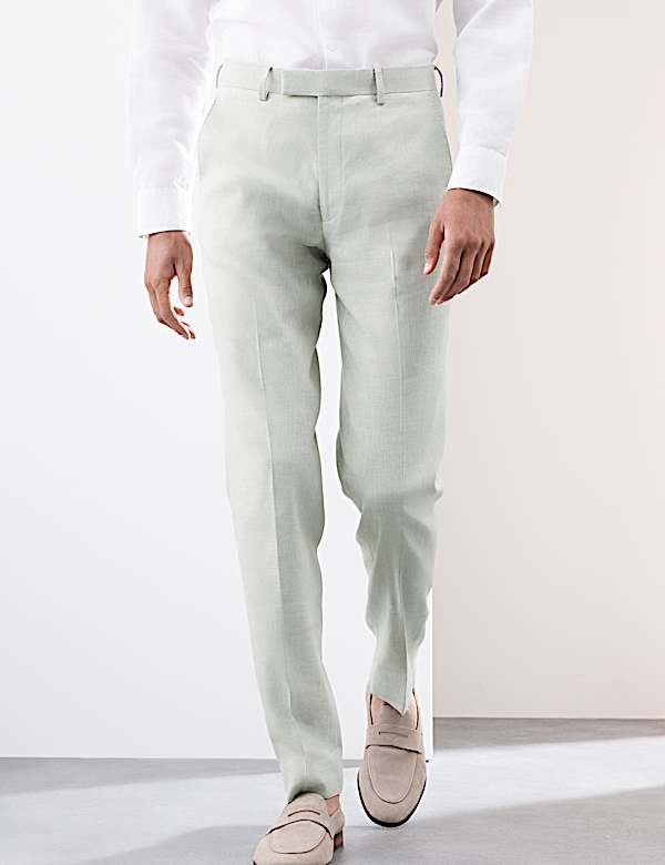 Tailored Fit Italian Performance Linen Blend Suit Trousers - EE