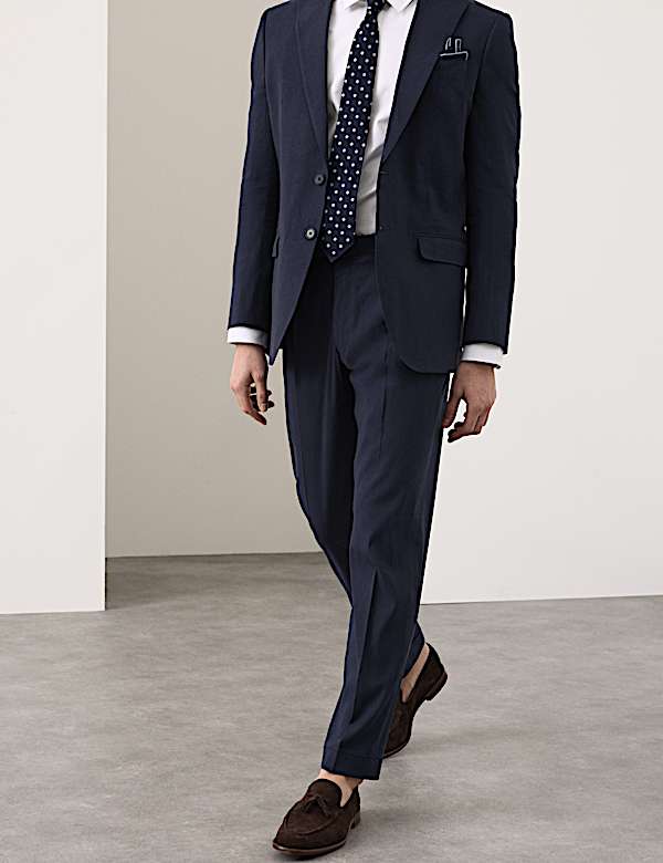 Anzughose aus italienischem Funktionsleinen-Mischgewebe mit eng anliegender Passform - DE