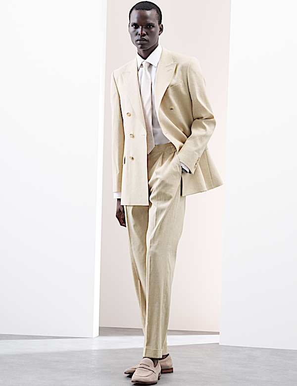 Tailored Fit Italian Performance Linen Blend Suit Trousers - US