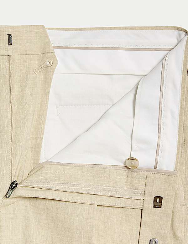 Tailored Fit Italian Performance Linen Blend Suit Trousers - JP