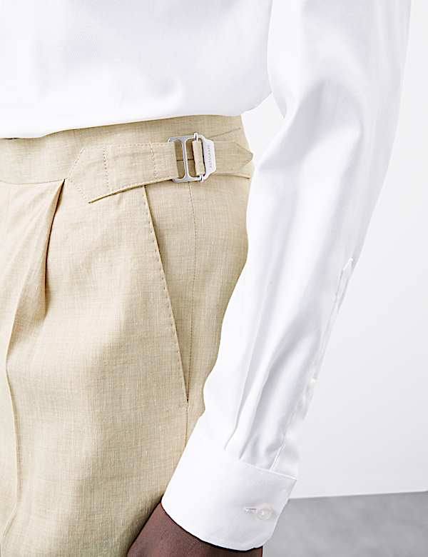 Tailored Fit Italian Performance Linen Blend Suit Trousers - JP