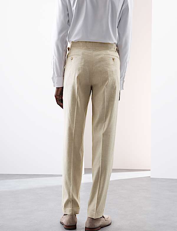 Tailored Fit Italian Performance Linen Blend Suit Trousers - JP