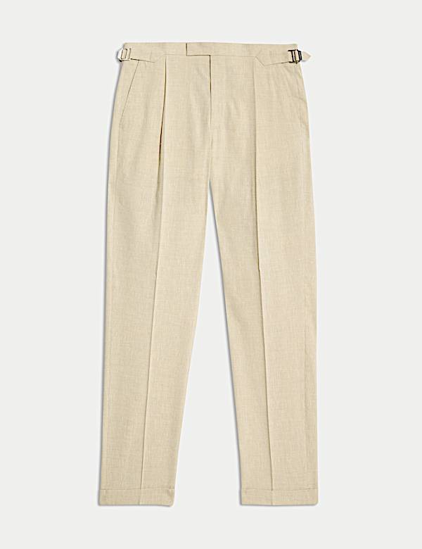 Tailored Fit Italian Performance Linen Blend Suit Trousers - JP