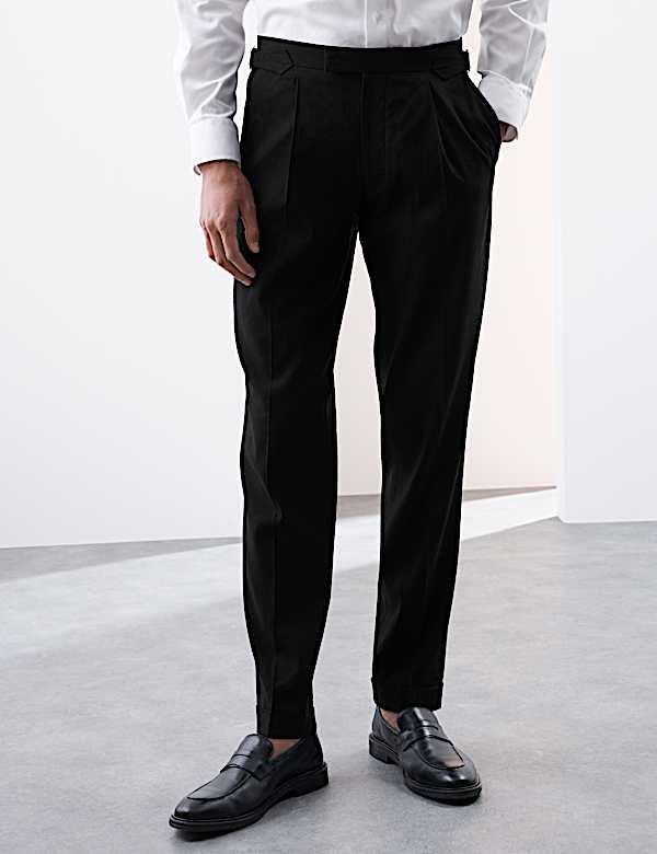 Tailored Fit Italian Performance Linen Blend Suit Trousers - CY