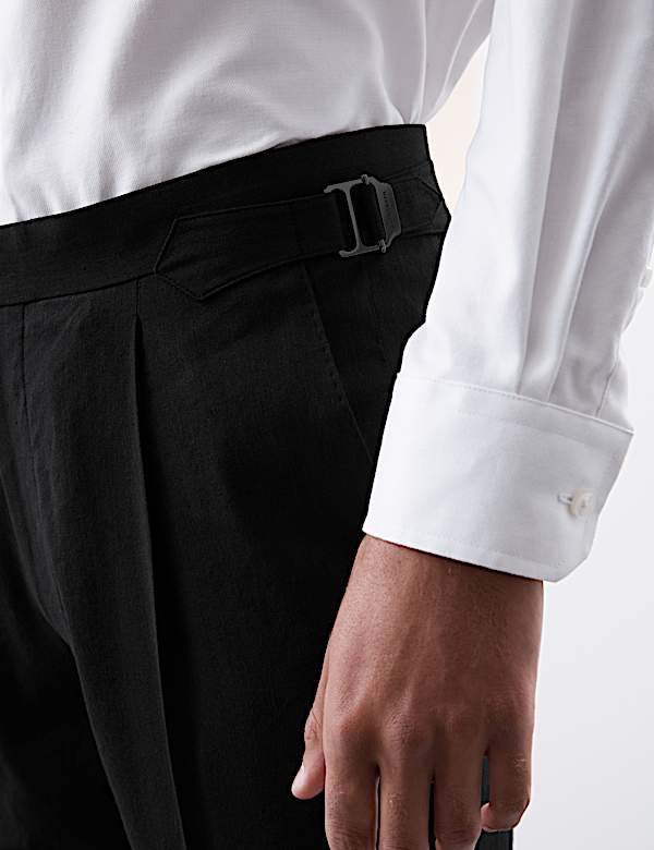 Pantalon de costume coupe ajustée en lin mélangé italien Performance - BE