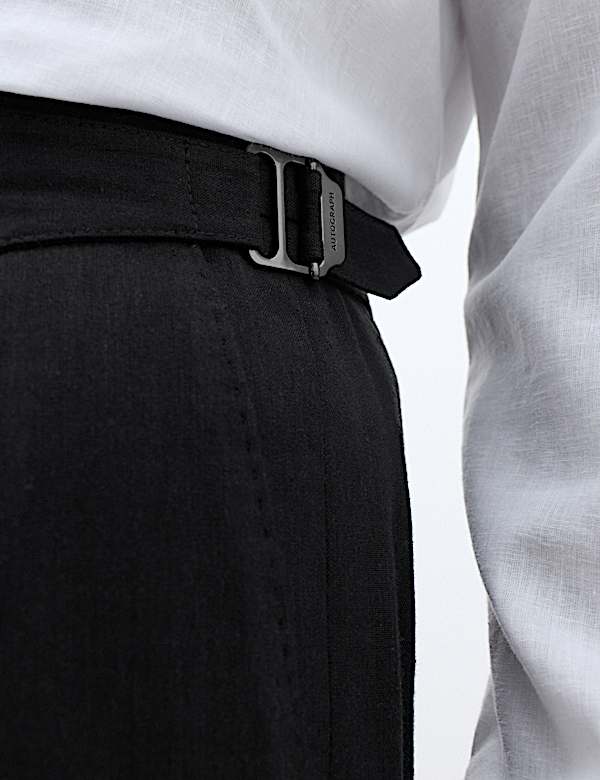 Tailored Fit Italian Performance Linen Blend Suit Trousers - LT