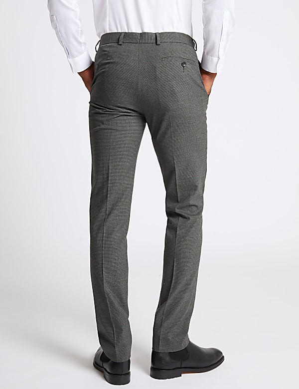 Grey Textured Skinny Fit Trousers